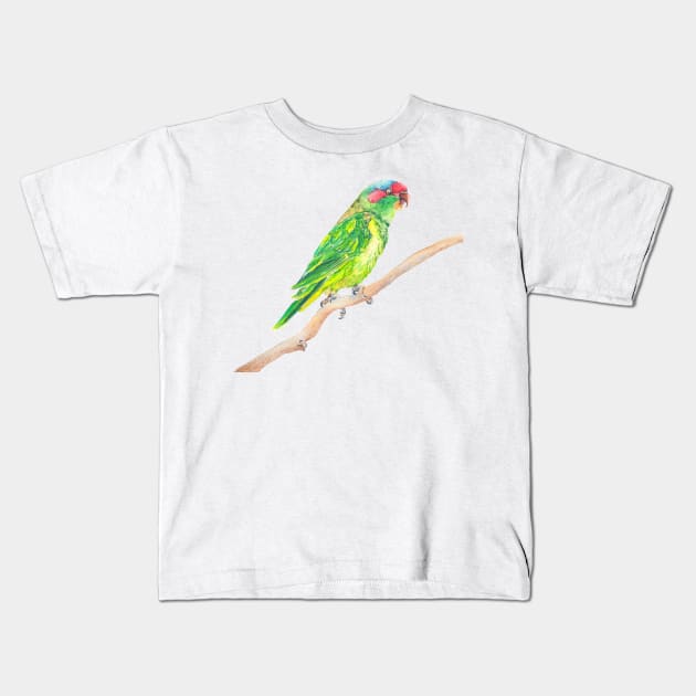 Musk lorikeet - green Australian parrot Kids T-Shirt by ZoyaArt